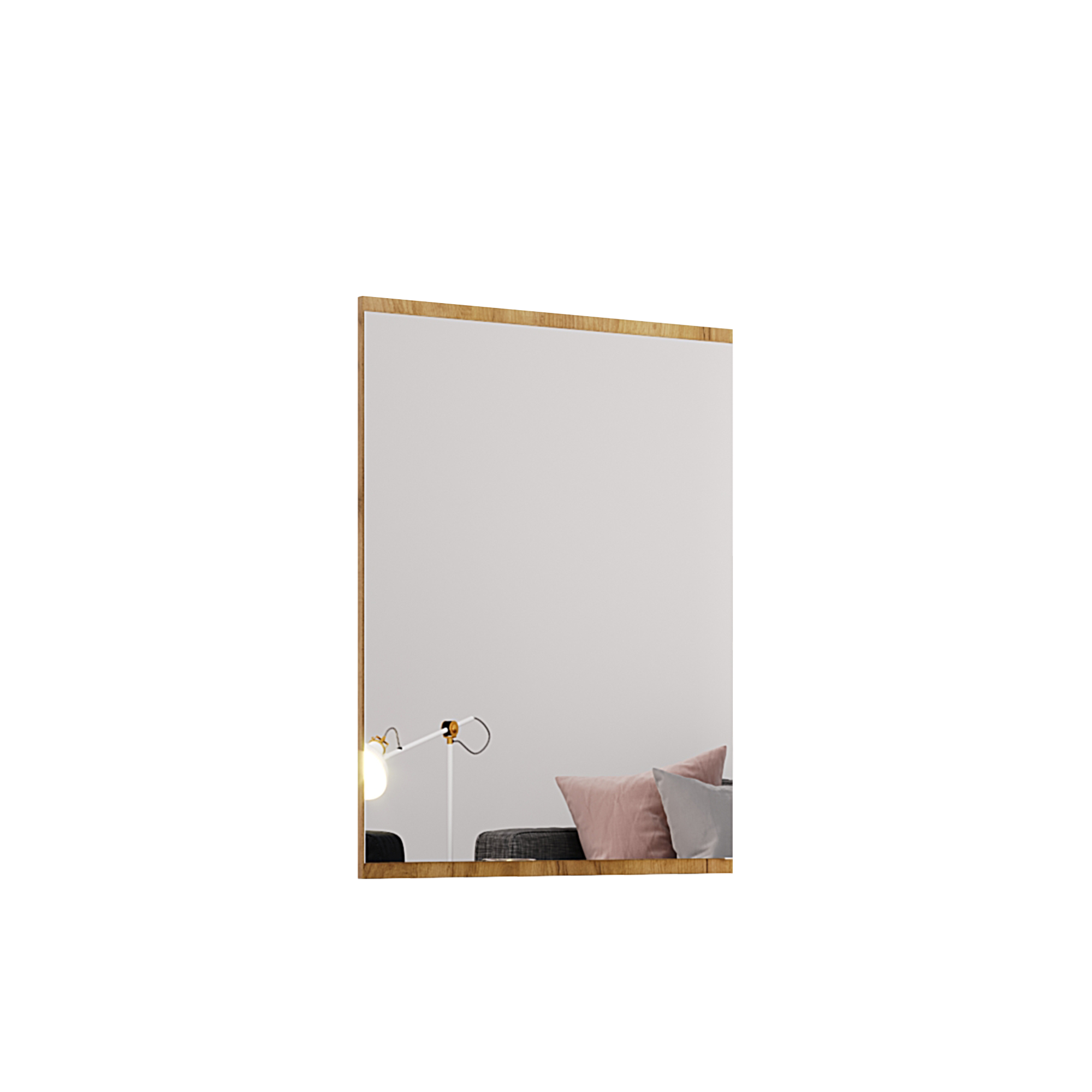 Kwadratowe lustro 80x60cm rama dąb craft
