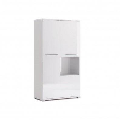 Regał słupek 90cm biały połysk szkło