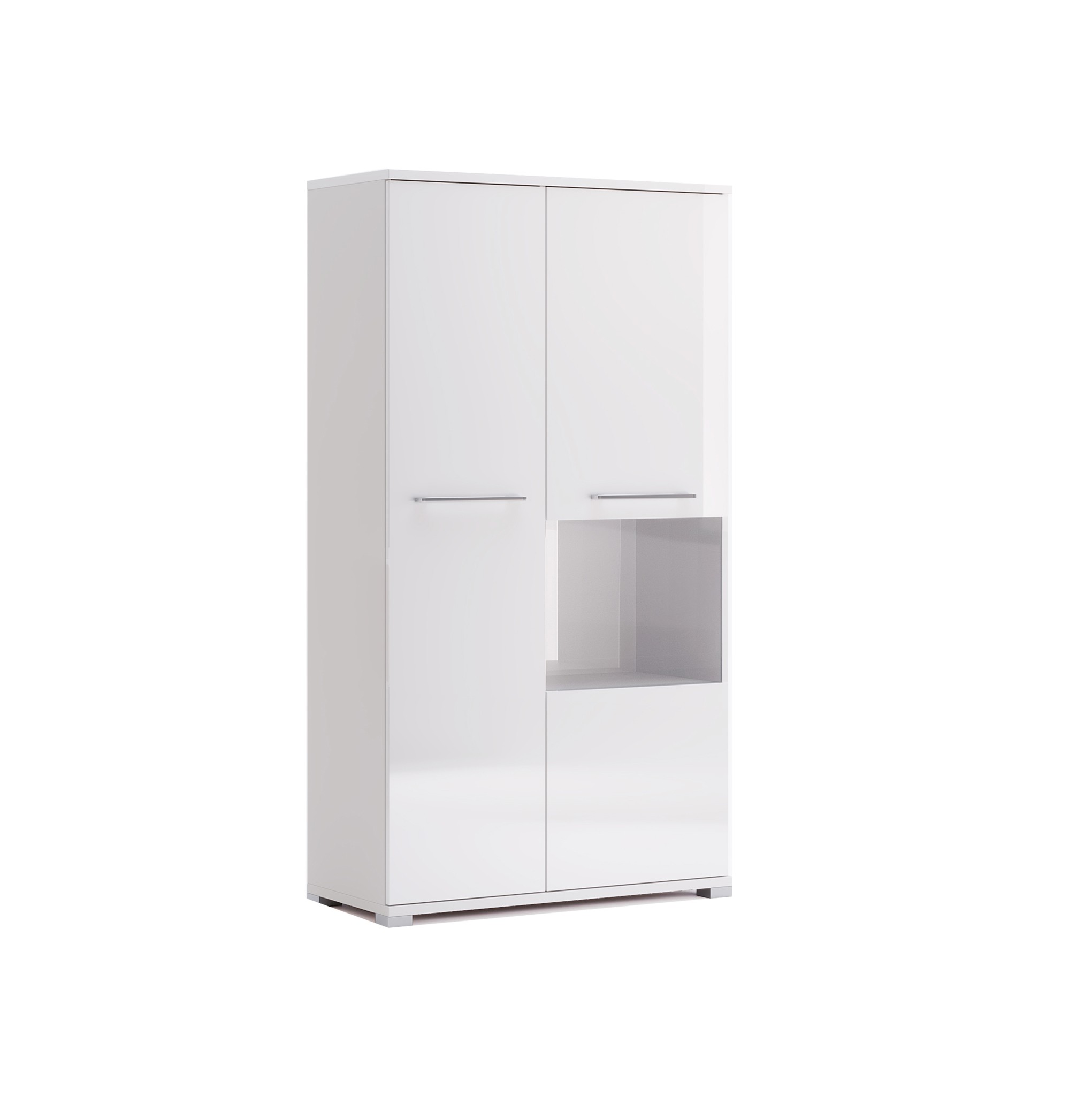 Regał słupek 90cm biały połysk szkło