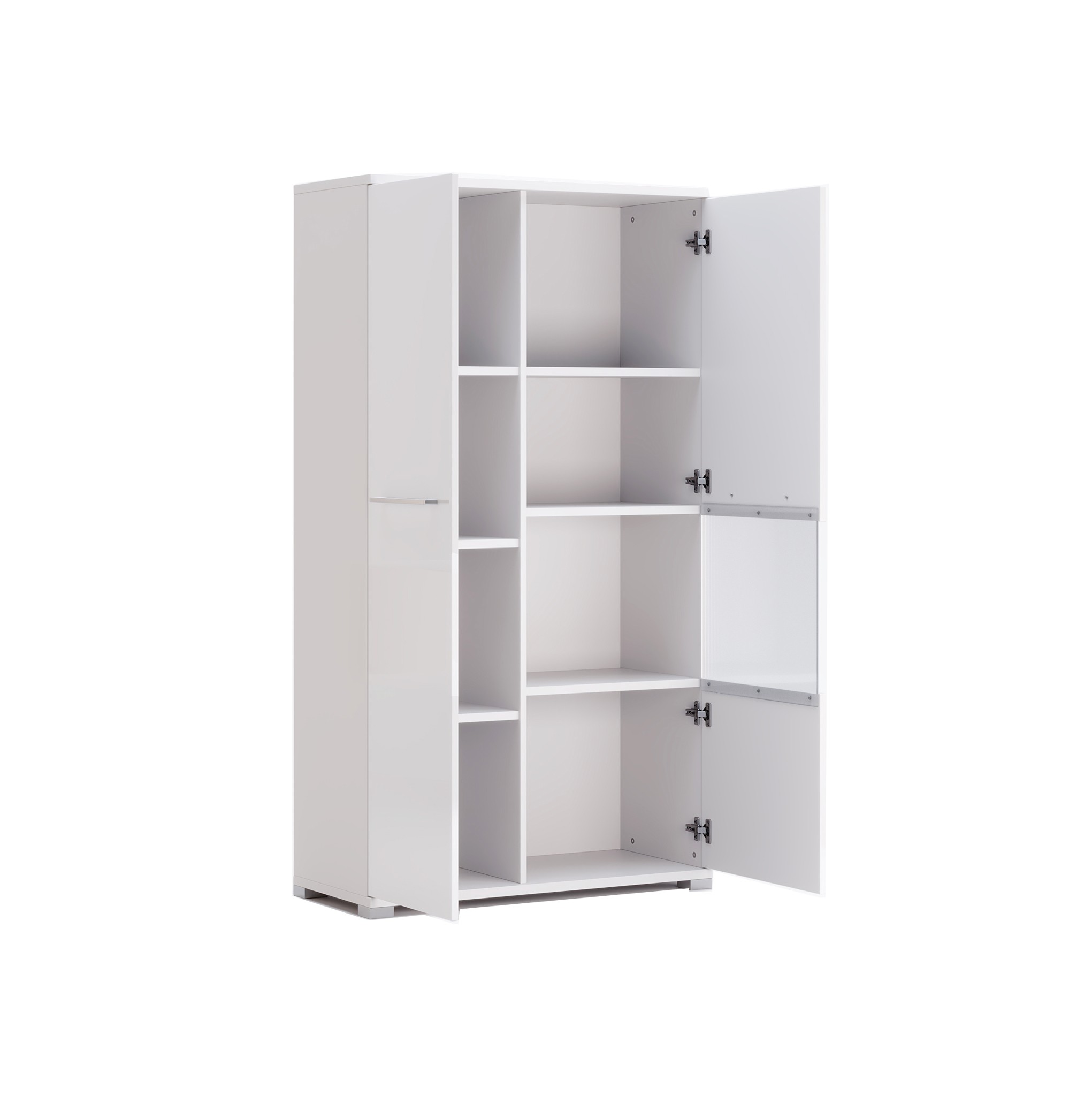 Regał słupek 90cm biały połysk szkło