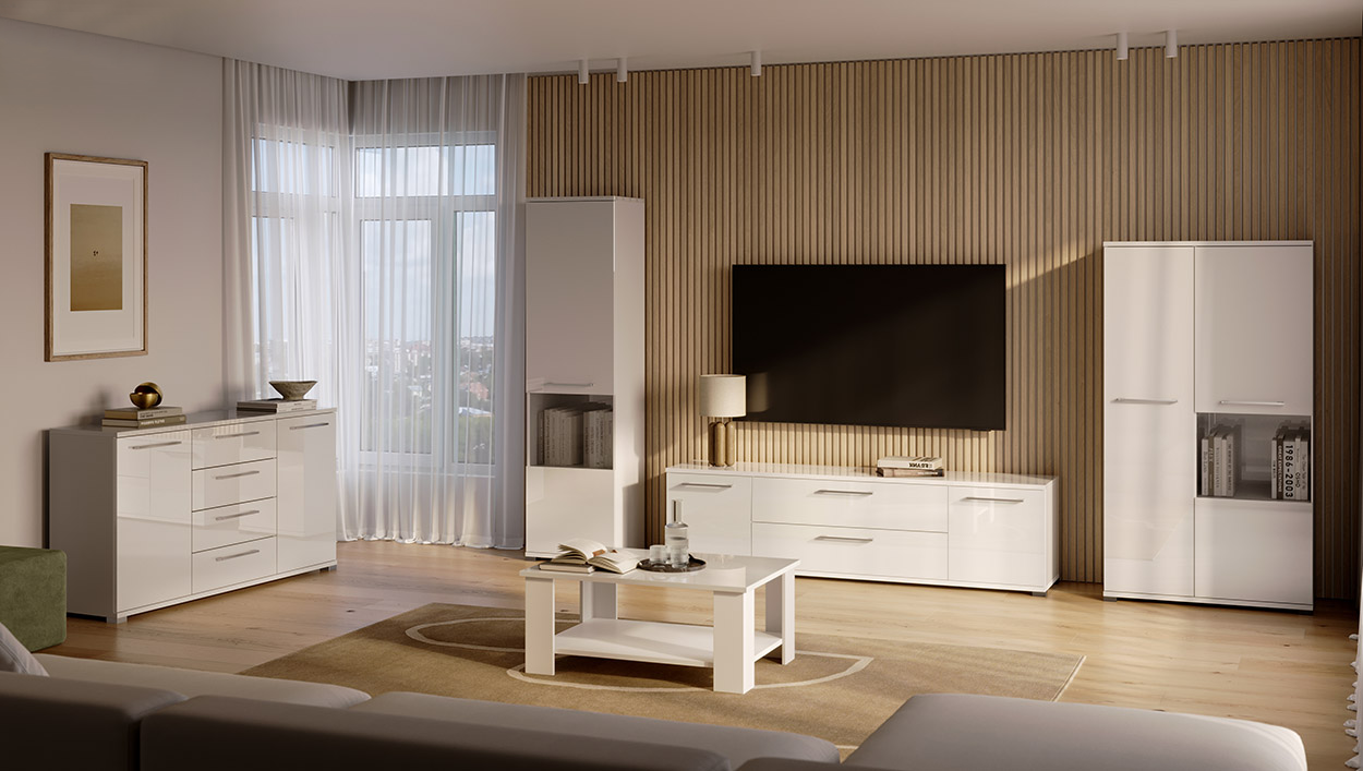 Szafka RTV 150x52cm biały połysk