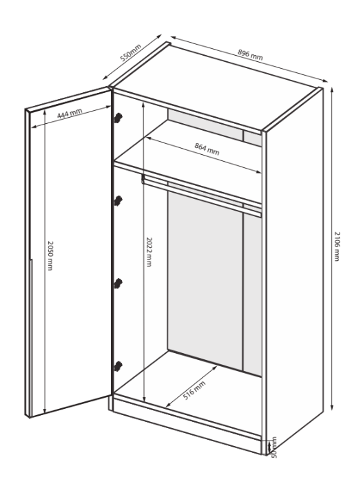Szafa uchylna 2 drzwi 90cm grafit mat