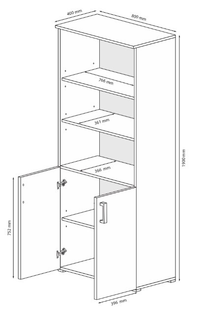 Regał 80cm antacyt mat dąb wotan