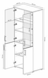 Regał 80cm antacyt mat dąb wotan szkło