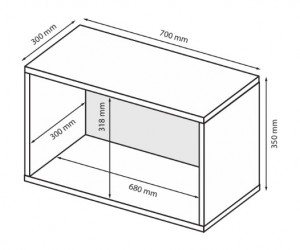 Czarny regał wiszący 70cm BOX