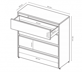 Komoda 100x90 4 szuflady Tibo