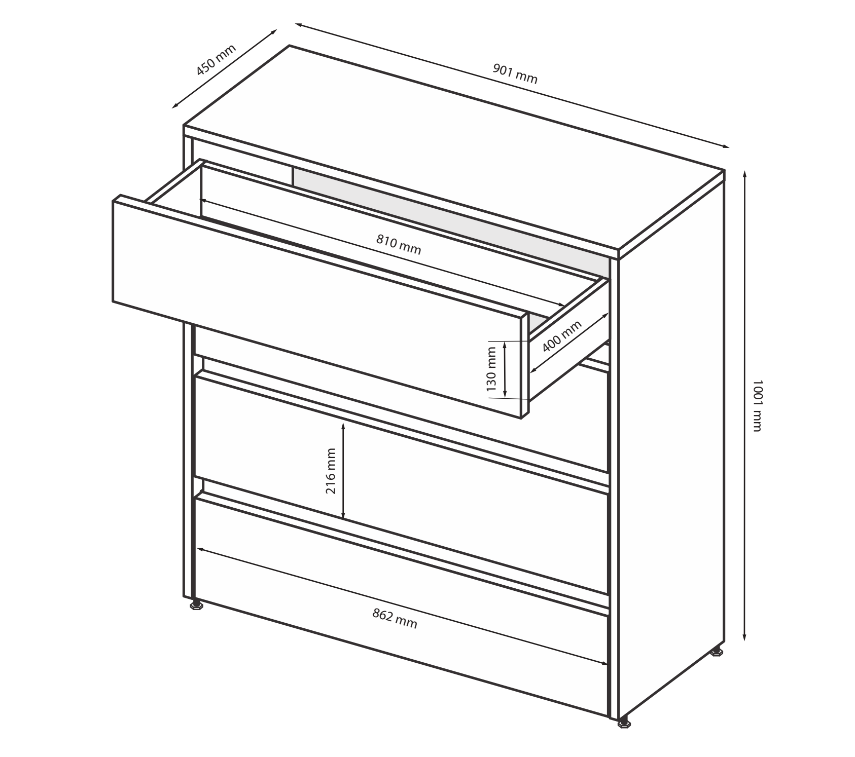 Komoda 100x90 4 szuflady Tibo