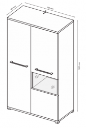 Regał słupek 90cm biały połysk szkło