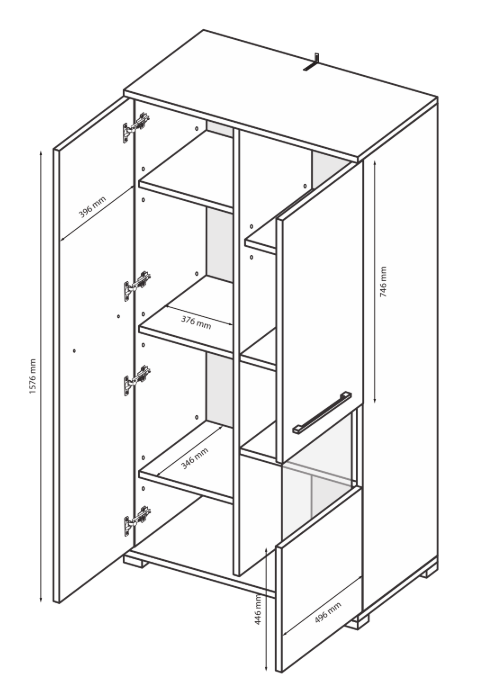 Regał słupek 90cm biały połysk szkło
