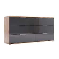 Komoda 160 cm dąb craft ciemny brąz 6 szuflad Luna