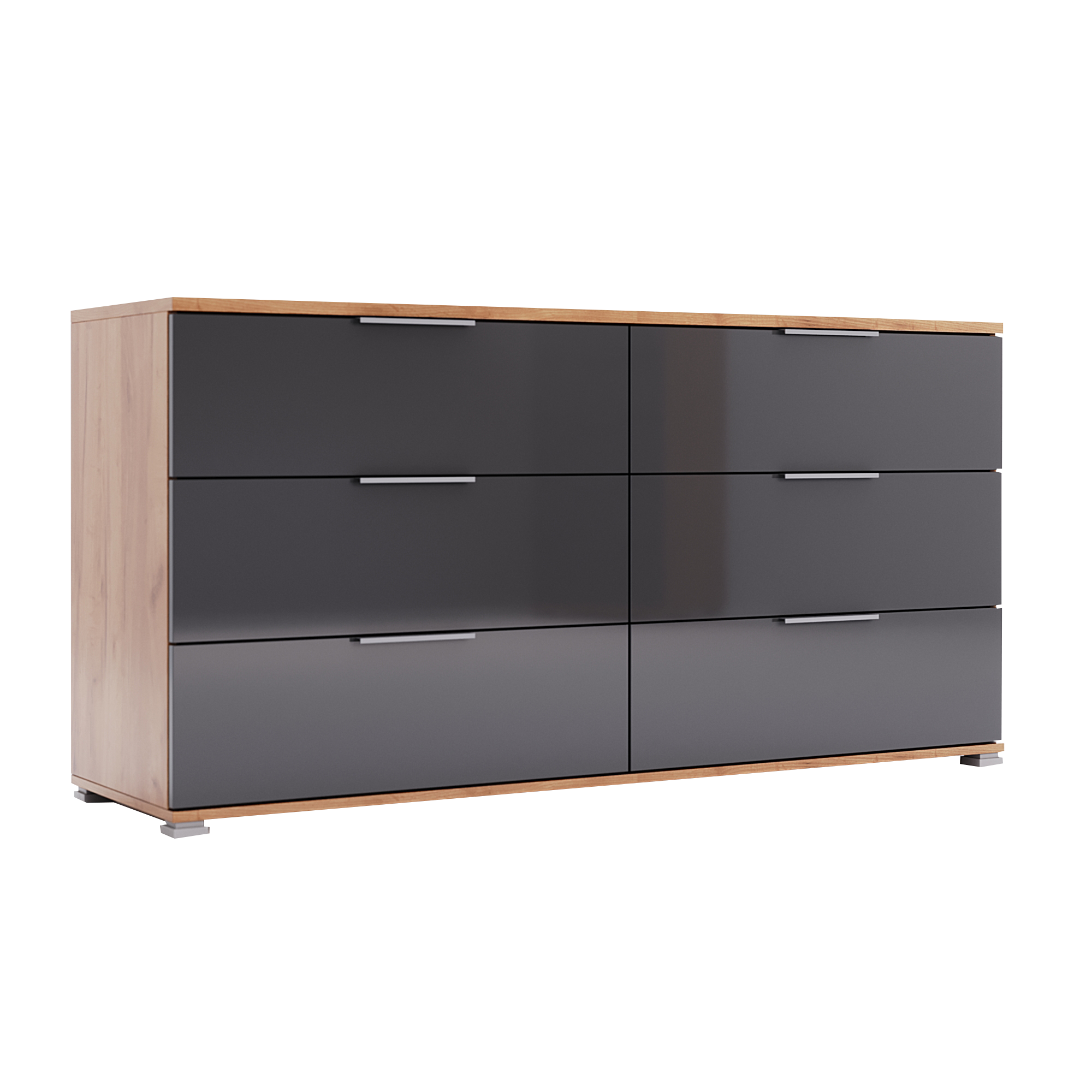 Komoda 160 cm dąb craft ciemny brąz 6 szuflad Luna