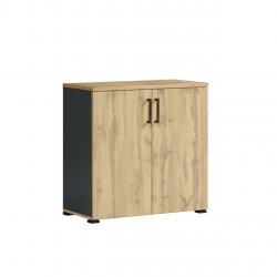 Komoda biurowa 80 cm antracyt dąb wotan 2 drzwi Jurian
