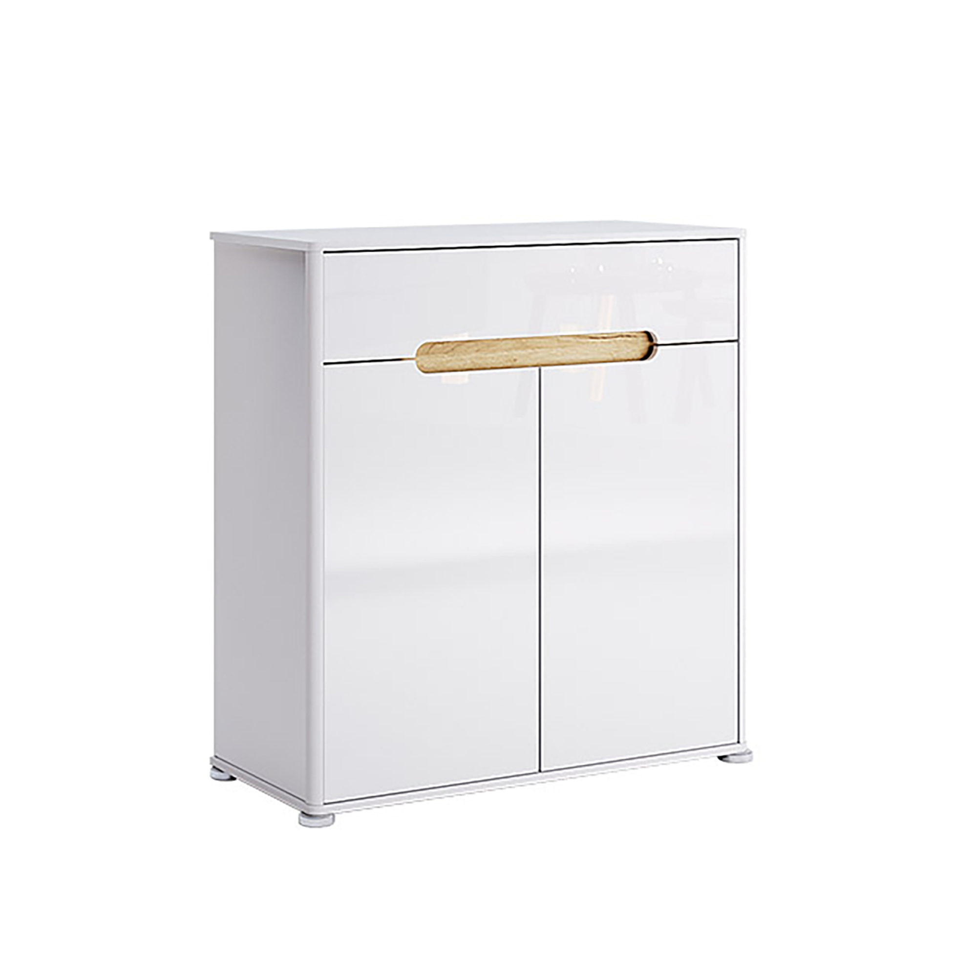 Komoda 90 cm biały połysk wysoka 4 szuflady frezowane uchwyty Stella