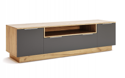Szafka RTV 180 cm dąb craft Matt lava Wysoki Połysk