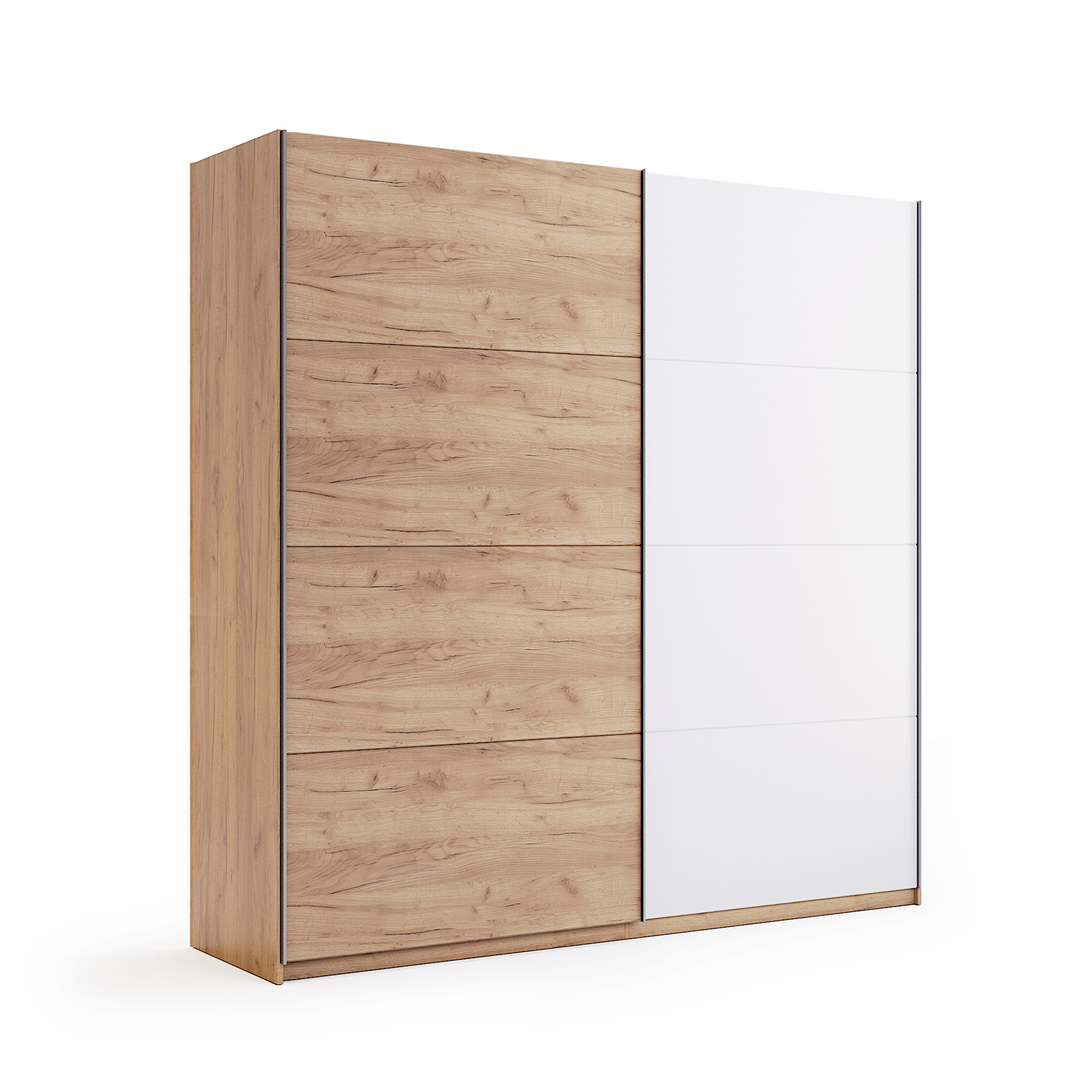Szafa 200cm przesuwna drzwi białe dąb craft