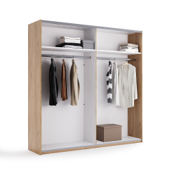 Szafa 200cm przesuwna drzwi białe dąb craft