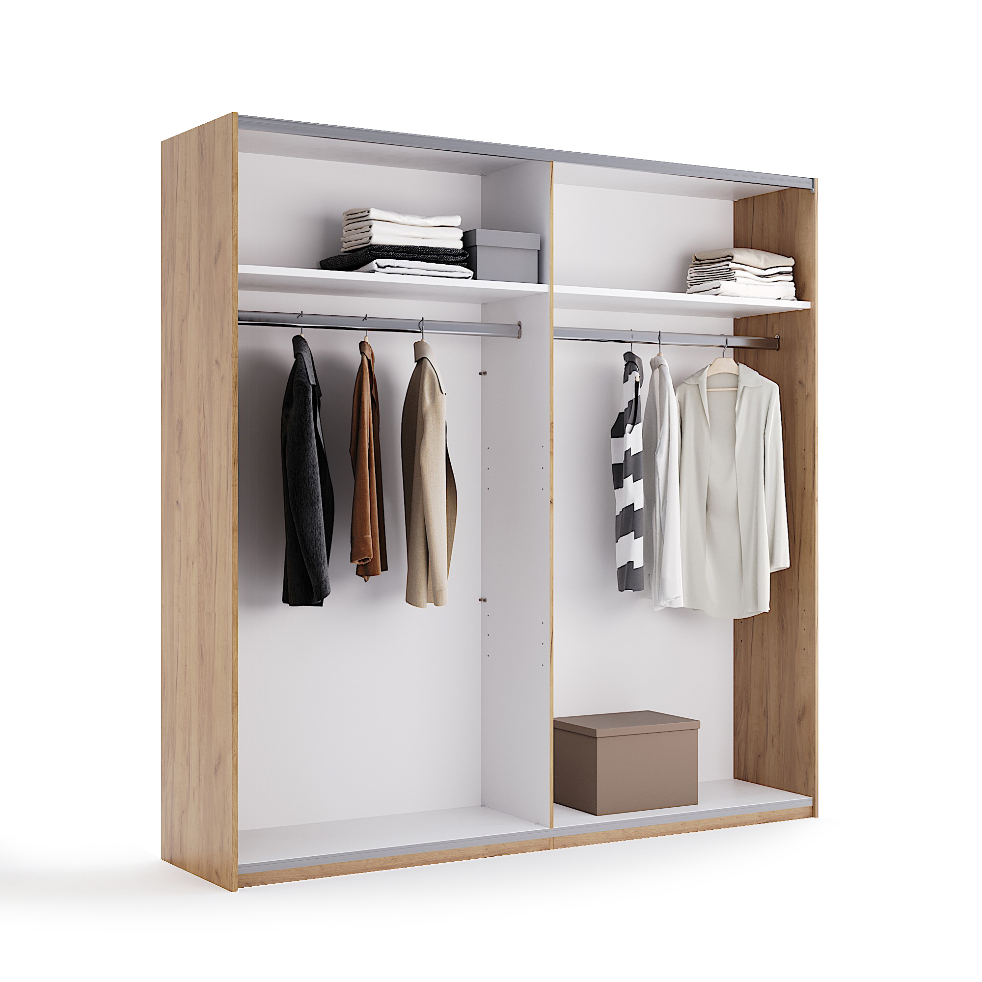 Szafa 200cm przesuwna drzwi białe dąb craft