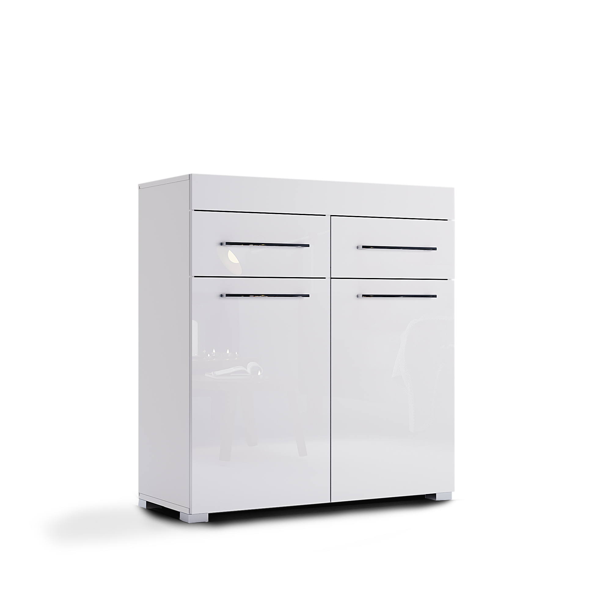 Komoda 97x90 2 szuflady 2 drzwiczki Biała