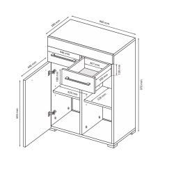 Komoda 97x90 2 szuflady 2 drzwiczki Biała