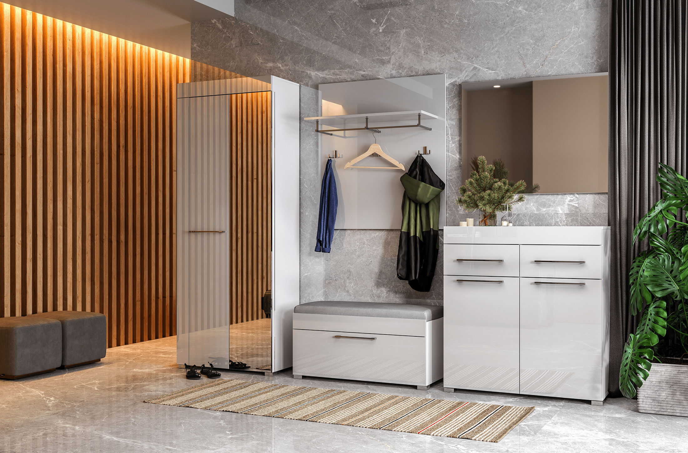 Komoda 97x90 2 szuflady 2 drzwiczki Biała