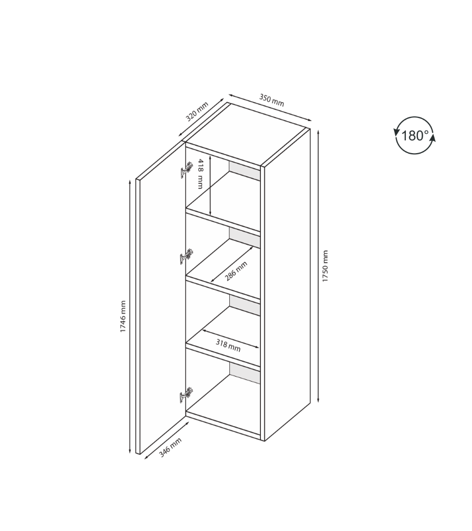 Biały regał wiszący 175cm BOX