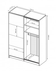 Szafa przesuwna150cm biały połysk dąb craft