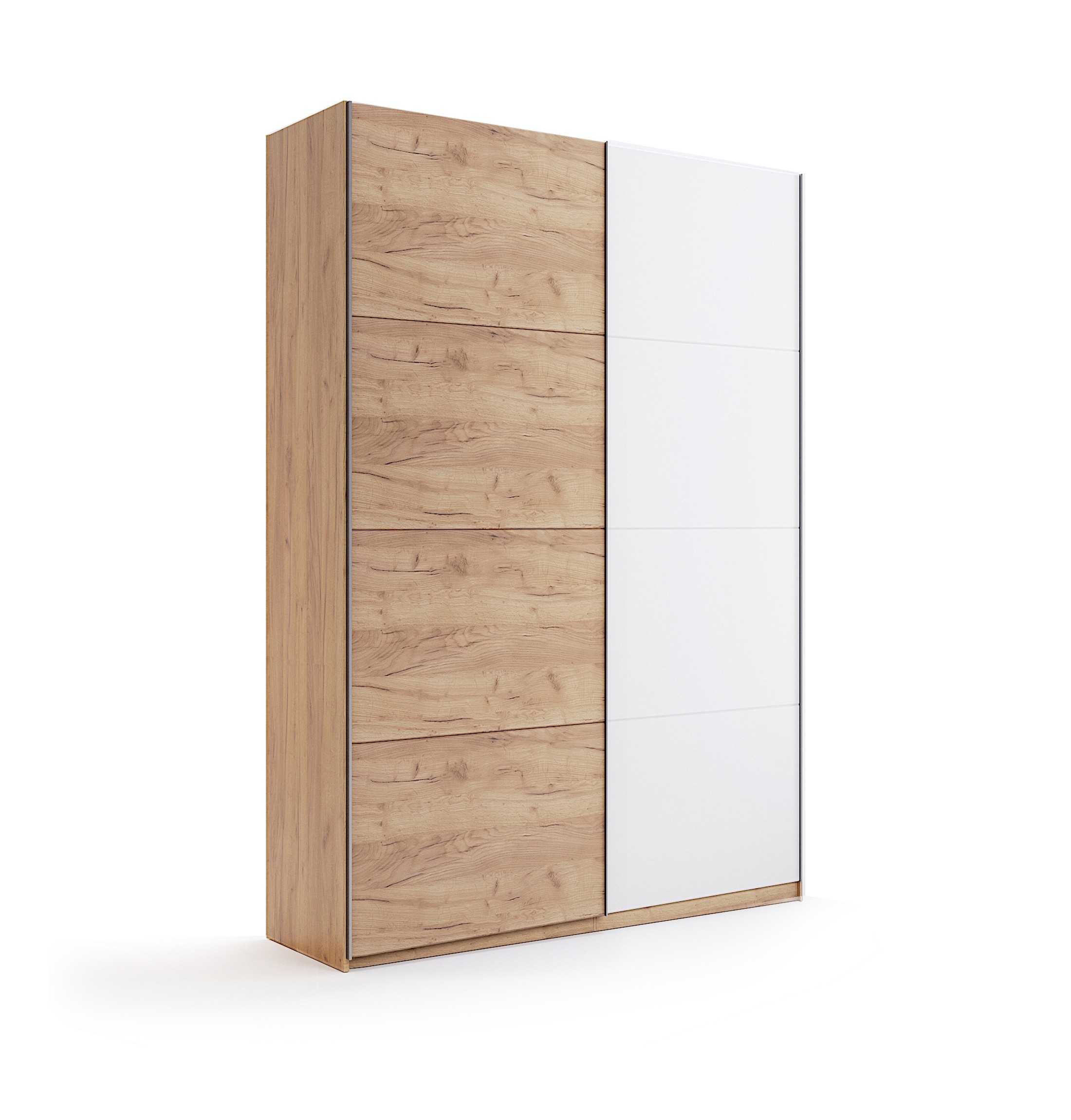 Szafa przesuwna150cm biały połysk dąb craft