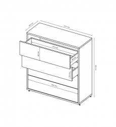 Komoda 110 cm kaszmir mat 4 szuflady Bruno