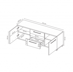 Szafka RTV 150x52cm biały połysk
