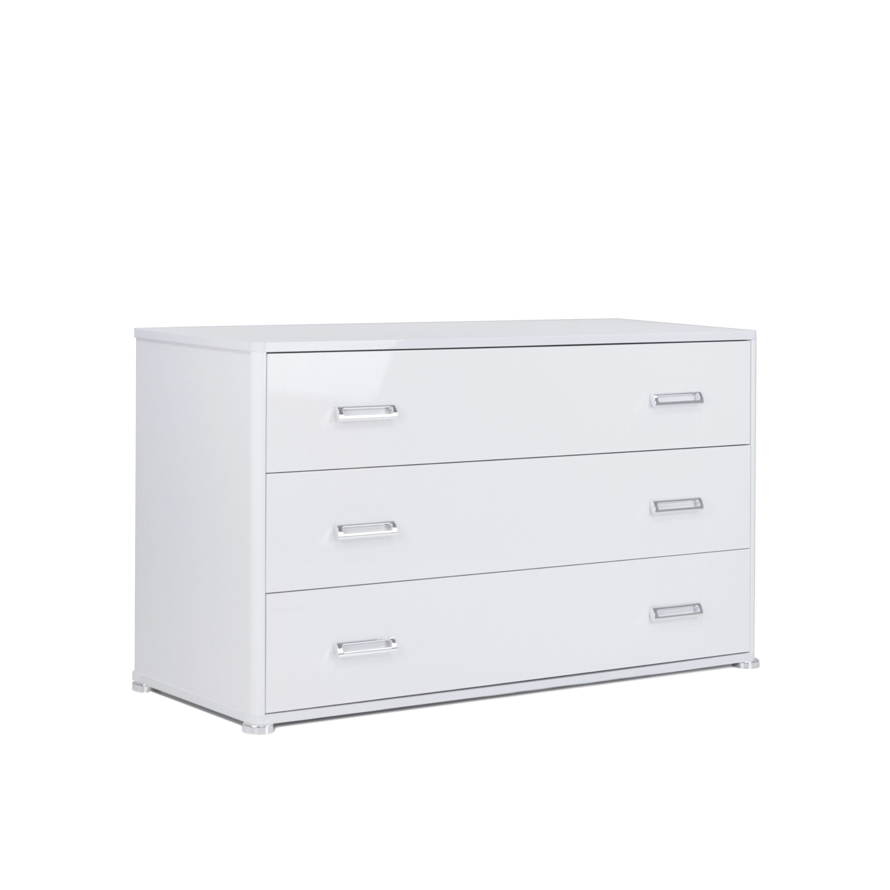 Komoda 130 cm biały połysk 3 szuflady Bella