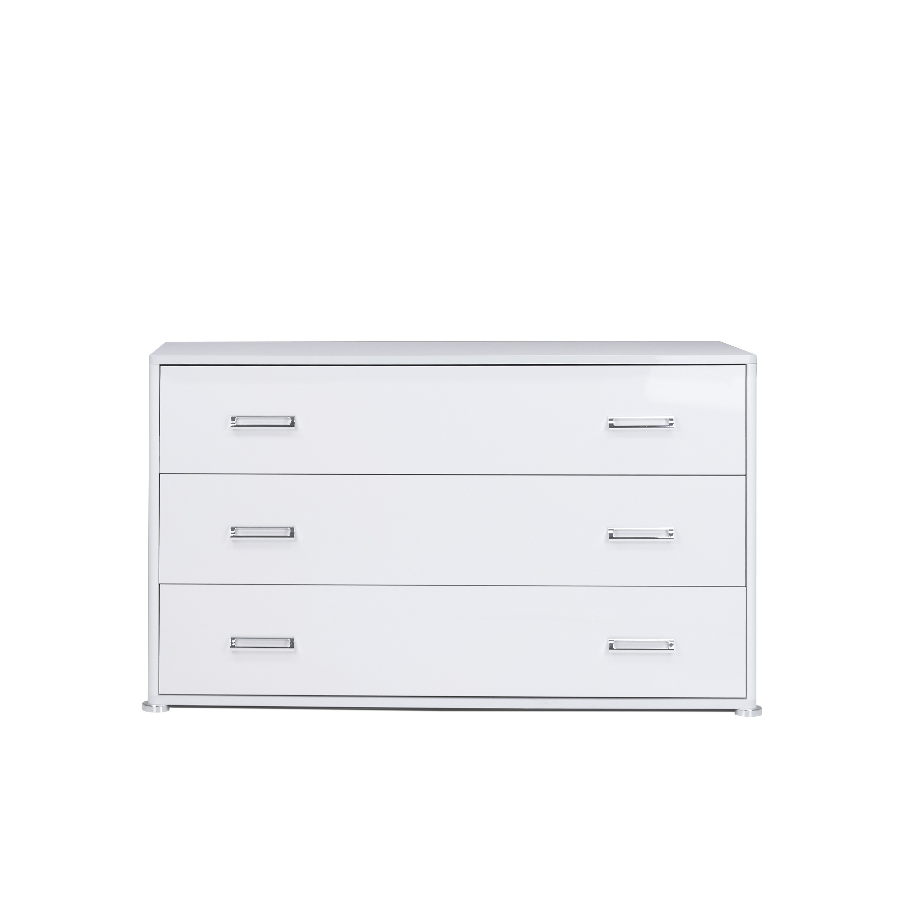 Komoda 130 cm biały połysk 3 szuflady Bella