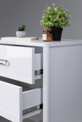Komoda 55 cm biały połysk 5 szuflad wysoka Bella