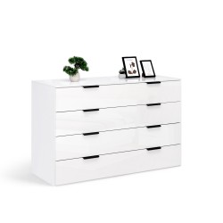 Komoda 125 cm 4 szuflady biały połysk Roma