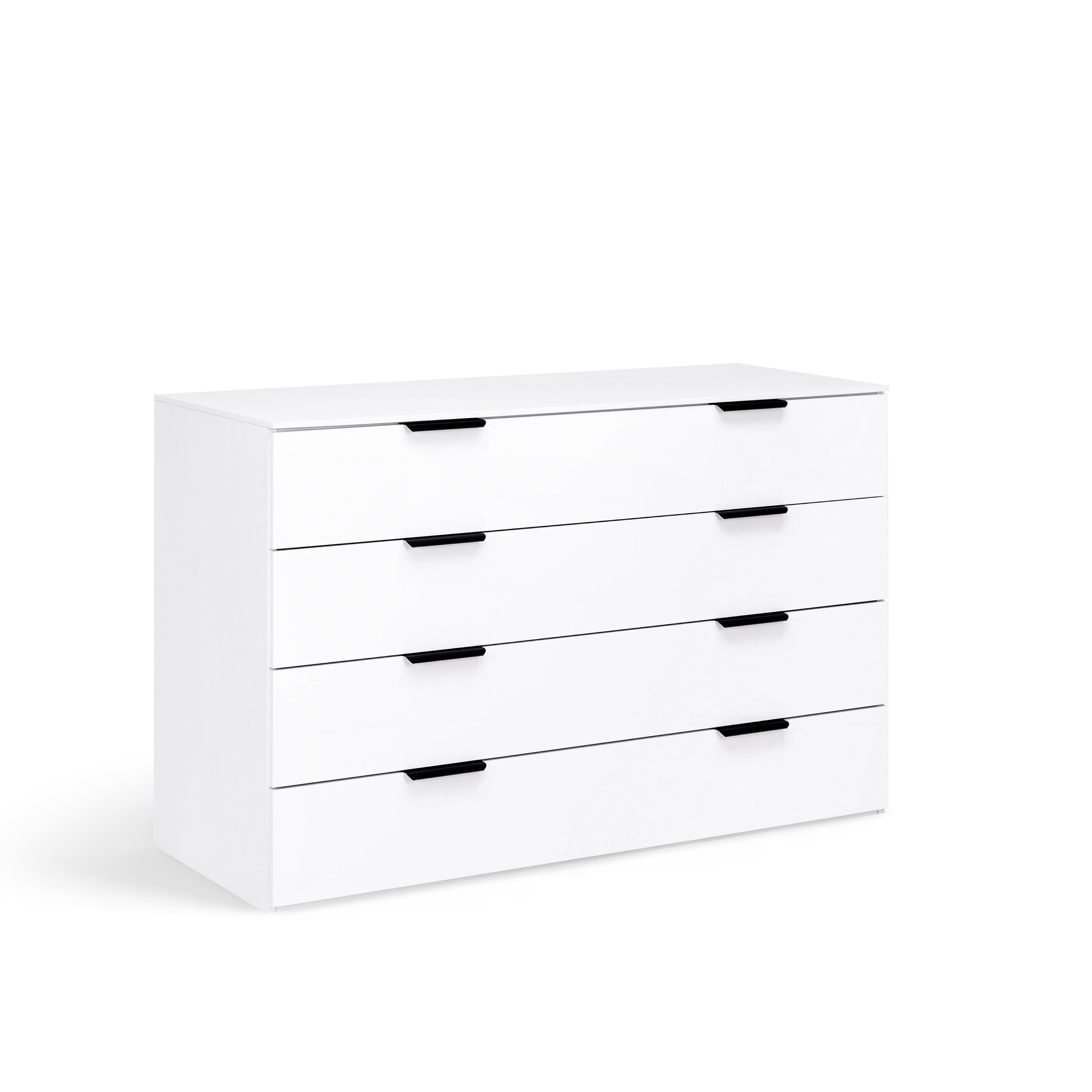 Komoda 125 cm 4 szuflady biały połysk Roma