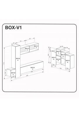 Meblościanka 10 szafek biały połysk BOX-V1