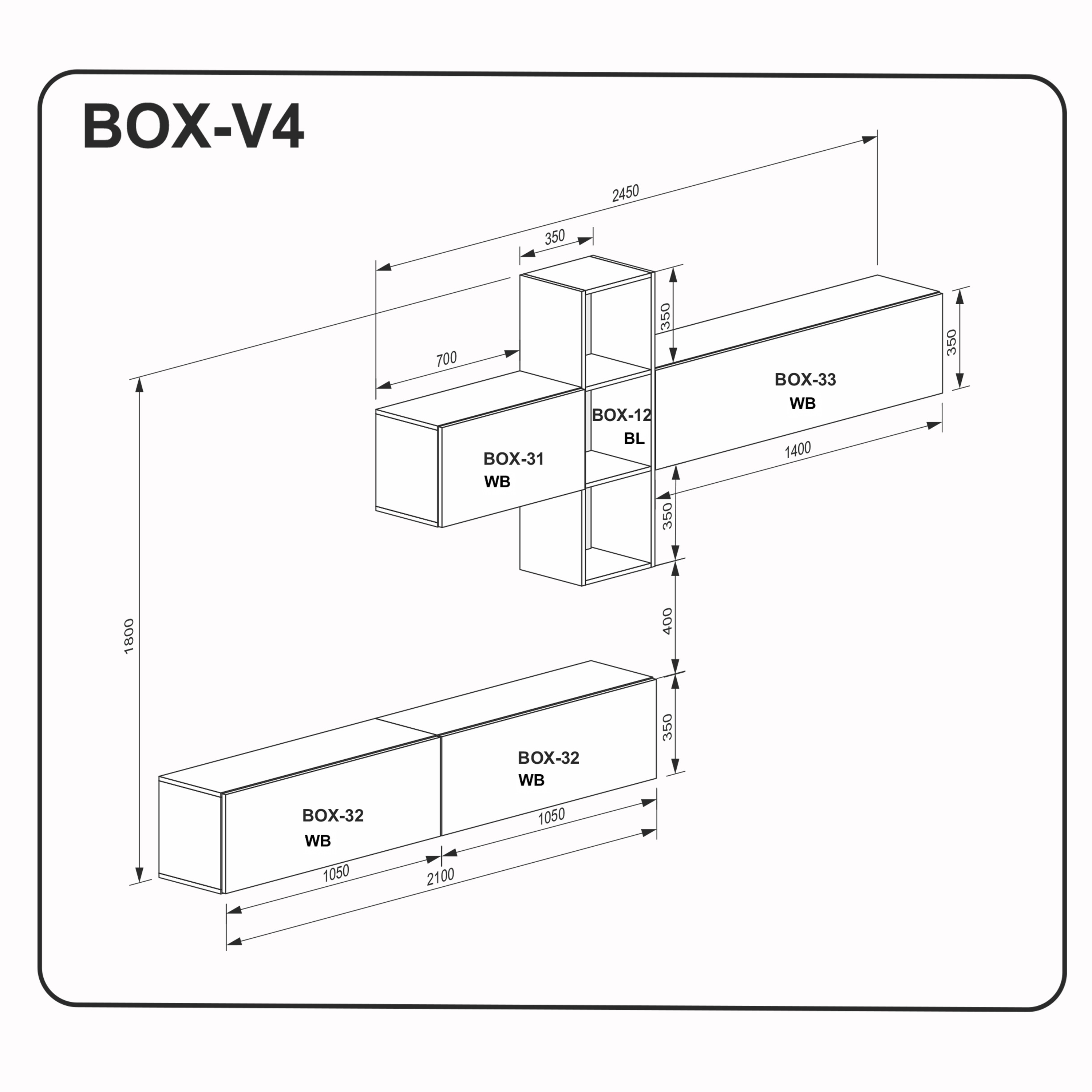 Meblościanka czarny/biały połysk BOX-V4